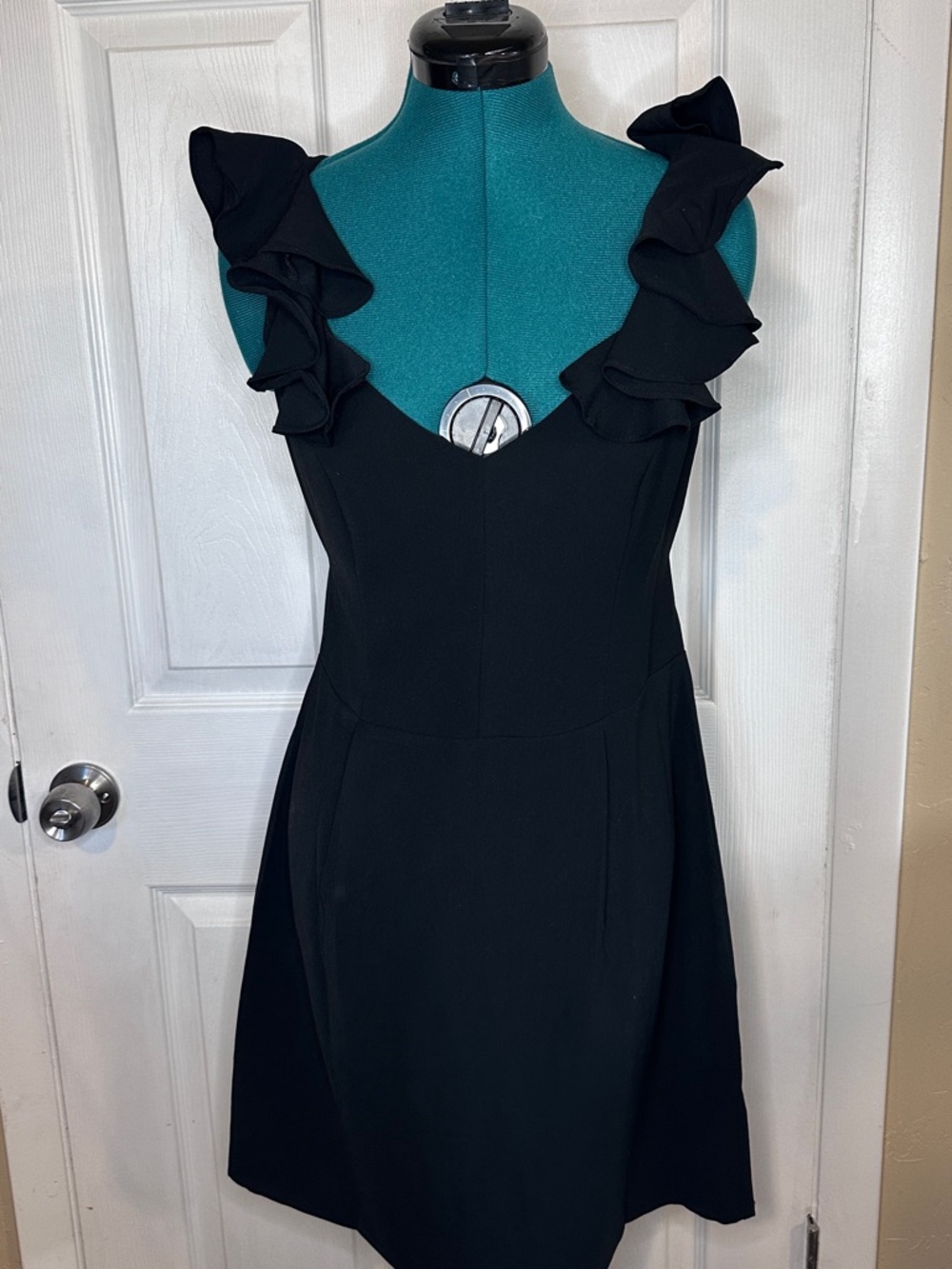 Sugarlips Black Ruffle Strap Mini Dress